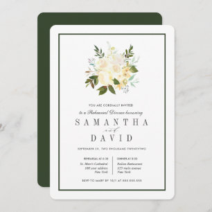 Creme + Grün   Bio Hochzeit Probe Dinner Einladung