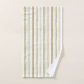 Creme Grün Braun Streifen Badhandtuch Set (Handtuch)