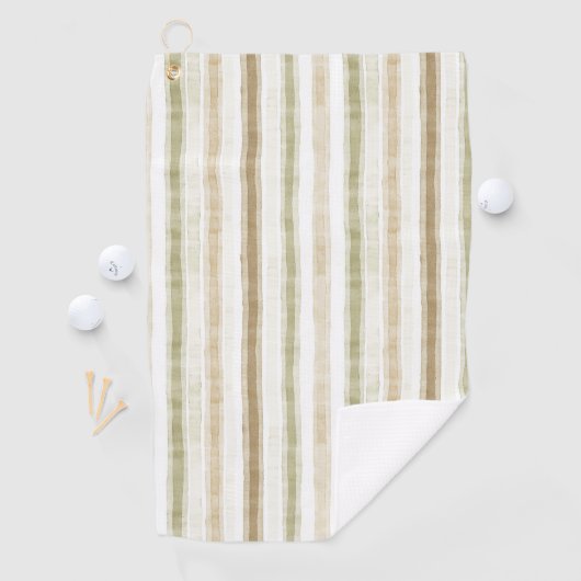 Creme Grün Braun Streifen Golfhandtuch (Insitu)
