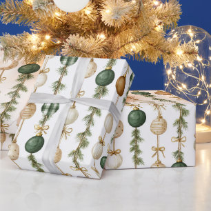 Creme Grün Goldene Weihnachtsdekorationen Geschenkpapier