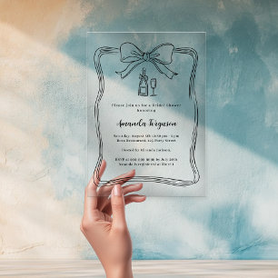 Creme-Hand-Bogen-Gekritzel Prosecco klar Junggesel Acryleinladungen