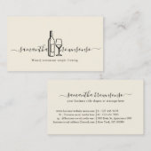 Creme handGezeichnet Weinflasche und Logo aus Glas Visitenkarte (Vorne/Hinten)