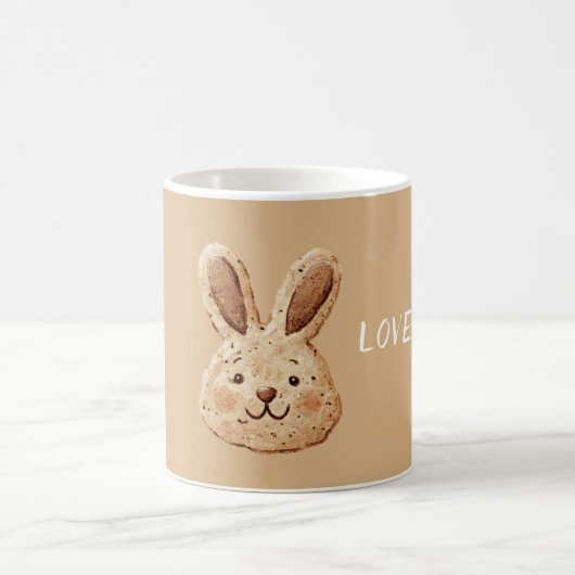 Creme-Hasen-Gesicht-Keks Kaffeetasse (Mittel)