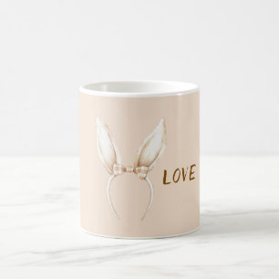 Creme-Hasenohren-Schleife Kaffeetasse