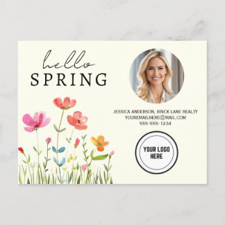 Creme Hello Spring Floral Real Anwesen Beruflich Postkarte