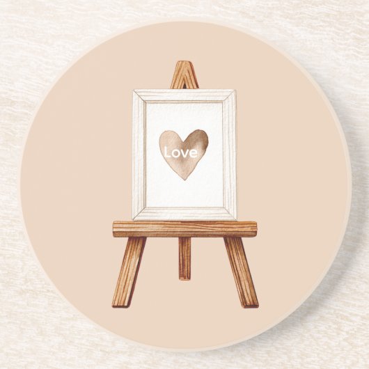 Creme Herz Kunst Liebe Getränkeuntersetzer (Vorne)