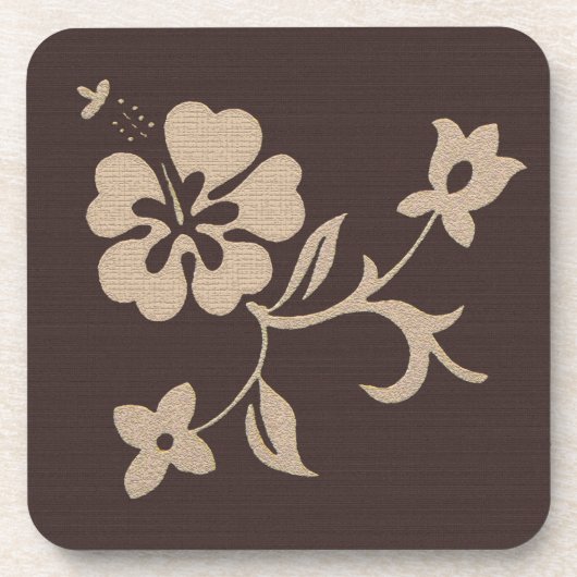 Creme-Hibiskus-Blume auf Braun 2 Untersetzer (Vorderseite)