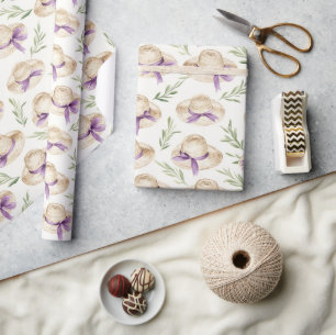 Creme Hüte violette Schleifen Geburtstag Geschenkpapier