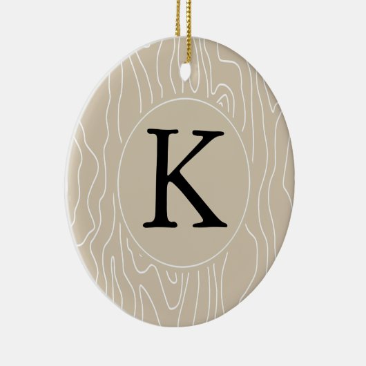 Creme-Imitat Holzmonogramm Keramik Ornament (Rechts)