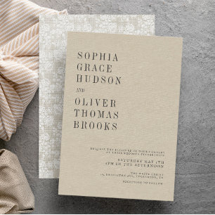 Creme Imitate Leinen & Lace Chic Country Wedding Einladung