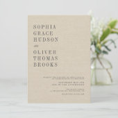 Creme Imitate Leinen & Lace Chic Country Wedding Einladung (Stehend Vorderseite)