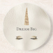 Creme Imitats Leather Gold Sparkle Glam Einhorn Getränkeuntersetzer (Vorne)