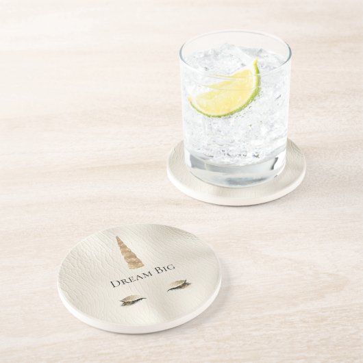 Creme Imitats Leather Gold Sparkle Glam Einhorn Getränkeuntersetzer (Seite)