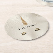 Creme Imitats Leather Gold Sparkle Glam Einhorn Runder Pappuntersetzer (Angewinkelt)