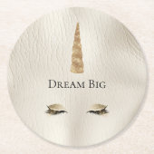 Creme Imitats Leather Gold Sparkle Glam Einhorn Runder Pappuntersetzer (Vorderseite)