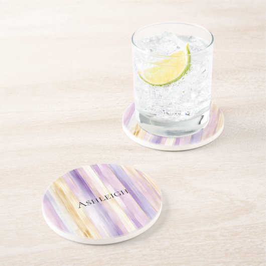 Creme Iris Streifen Getränkeuntersetzer (Seite)