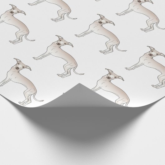 Creme Italian Greyhound Niedlich Cartoon Dog Muste Geschenkpapier (Ecke)