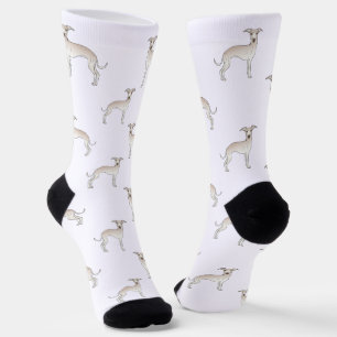 Creme Italian Greyhound Niedlich Cartoon Dog Muste Socken