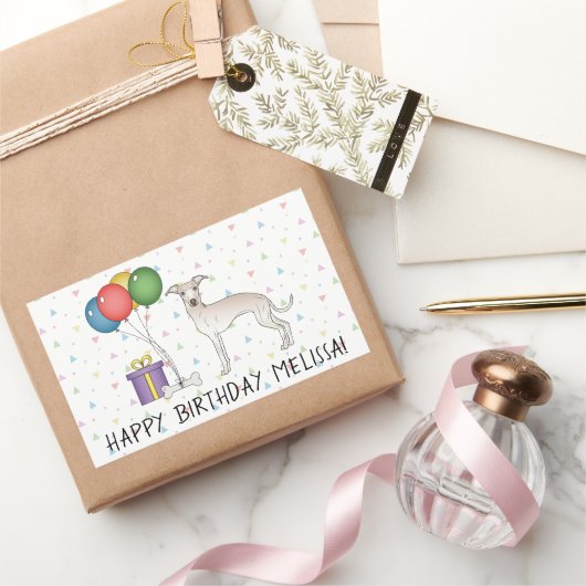 Creme Italian Greyhound Niedlich Dog - Happy Birth Rechteckiger Aufkleber (Schenken)