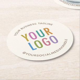 Creme Ivory Ecru Paper Untersetzer - Runde des Log