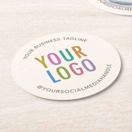 Creme Ivory Ecru Paper Untersetzer - Runde des Log (Angewinkelt)