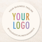 Creme Ivory Ecru Paper Untersetzer - Runde des Log (Vorderseite)