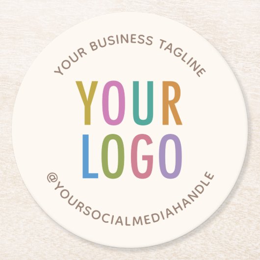 Creme Ivory Ecru Paper Untersetzer - Runde des Log (Vorderseite)