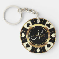 Creme Ivory Poker Chip Design - Monogramm
