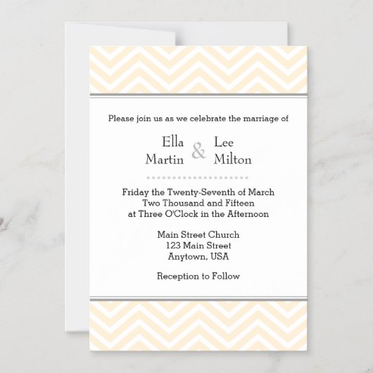 Creme Ivory Zickzack Magnetic Wedding Einladung (Vorderseite)
