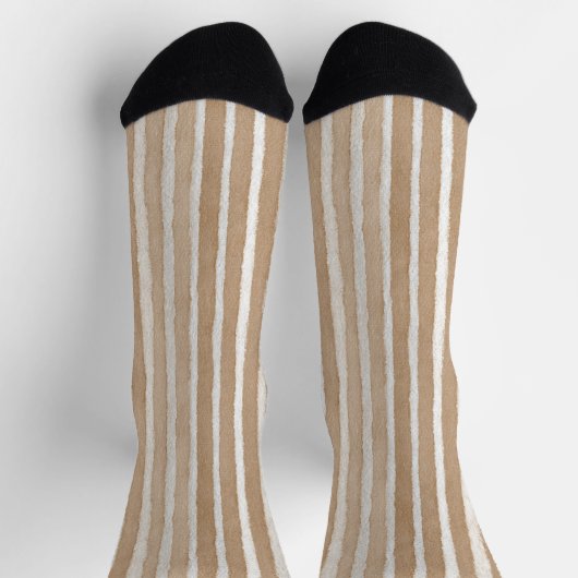 Creme-Kakao-Braun-Gestreift Socken (Oben)