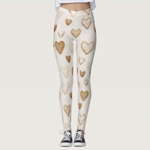 Creme-Kakao-Braune-Herzen Leggings
