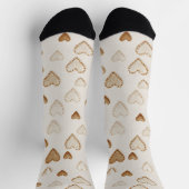 Creme-Kakao-Braune-Herzen Socken (Oben)