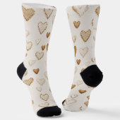 Creme-Kakao-Braune-Herzen Socken (Gewinkelt)