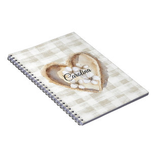 Creme Kariert Hefe Weiße Blüte Notizblock