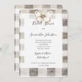 Creme Kariert Stripes Schmetterling Brautparty Einladung (Vorne/Hinten)