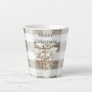 Creme Kariert Stripes Weihnachten Schneeflocke Milchtasse
