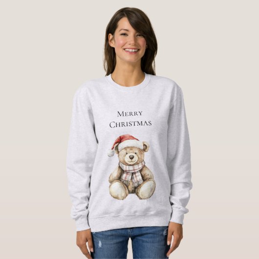 Creme Kariert Teddy Bär Sweatshirt (Vorne ganz)