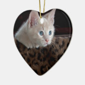 Creme Kitten mit schönen blauen Augen Keramikornament (Links)