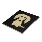 Creme-Langhaarige Dackel Fliese (Seite)