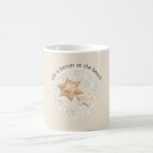 Creme Leben ist besser am Strand Seestern Kaffeetasse (Mittel)