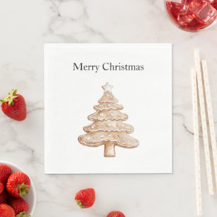 Creme-Lebkuchen-Weihnachtsbaum Serviette