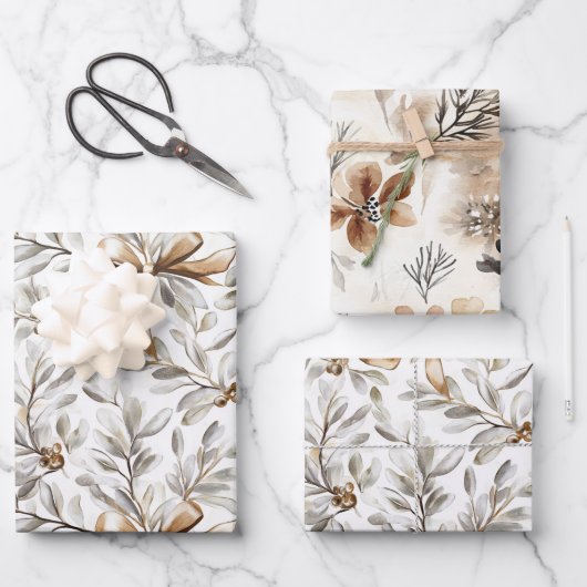Creme Lebkuchen-Weihnachtsbögen Geschenkpapier Set (Vorderseite)