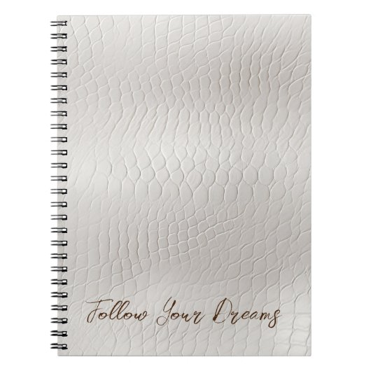 Creme Leder aus weißem Imitat Notizblock (Vorderseite)