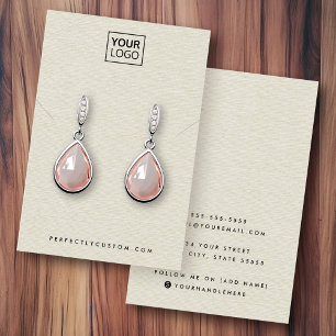 Creme Leinen schauen ohrring Kette Display Karte