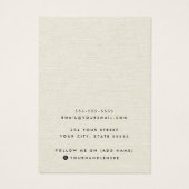 Creme Leinen schauen ohrring Kette Display Karte (Rückseite)