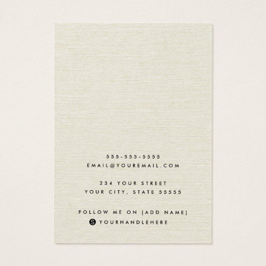 Creme Leinen schauen ohrring Kette Display Karte (Rückseite)