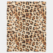 Creme Leopard Animal Print Fleecedecke (Vorderseite)