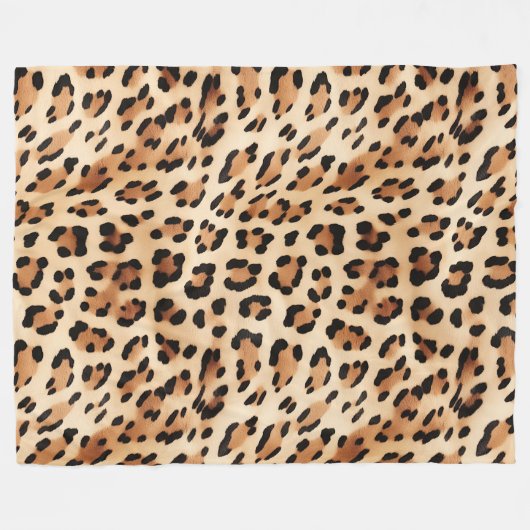 Creme Leopard Animal Print Fleecedecke (Vorderseite (Horizontal))