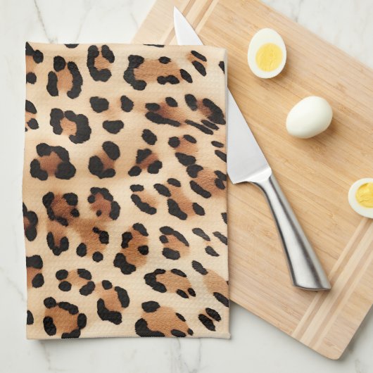 Creme Leopard Animal Print Geschirrtuch (Viertel Falte)