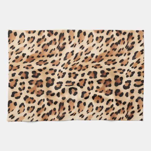 Creme Leopard Animal Print Geschirrtuch (Horizontal)